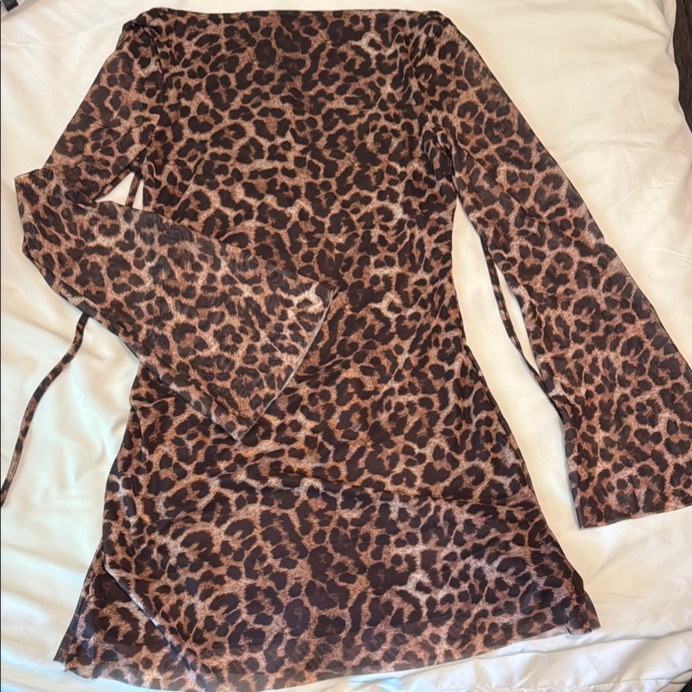 Leopard Print Long Sleeve Dress